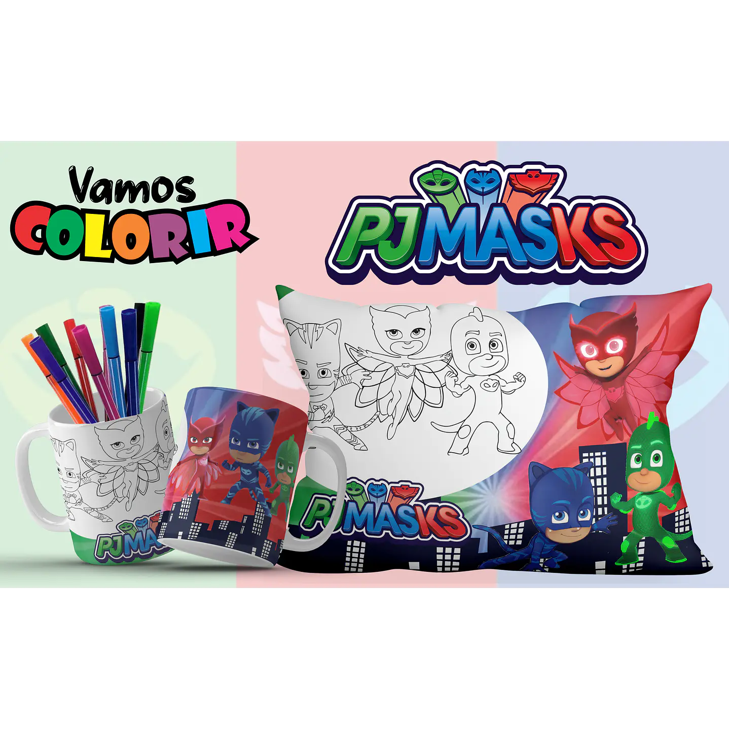 Pack Artes Digitais Canecas e Almofadas Desenhos Animados Dia das Crianças 22