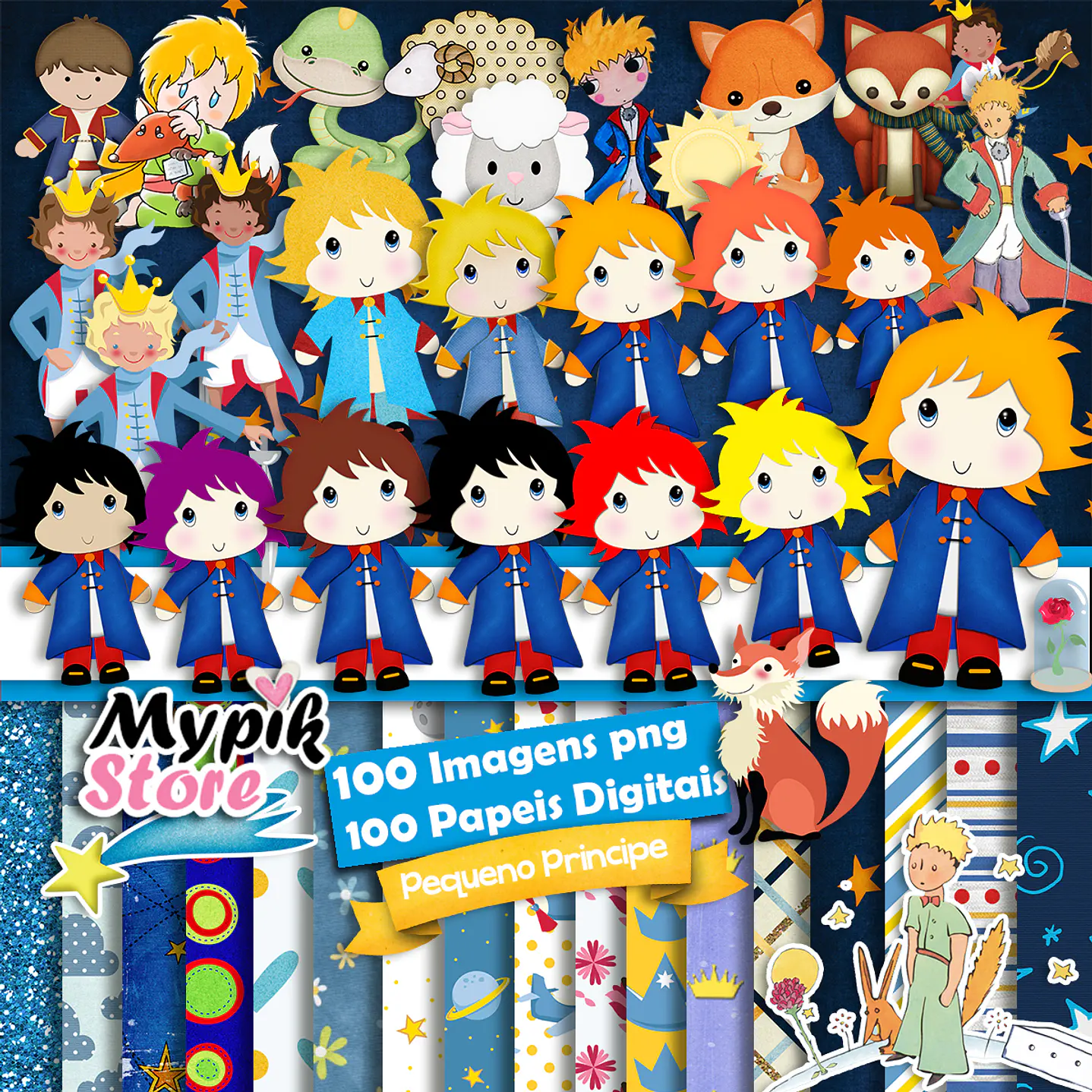 Super Kit Digital Imágenes Pequeño Príncipe Scrapbook 1