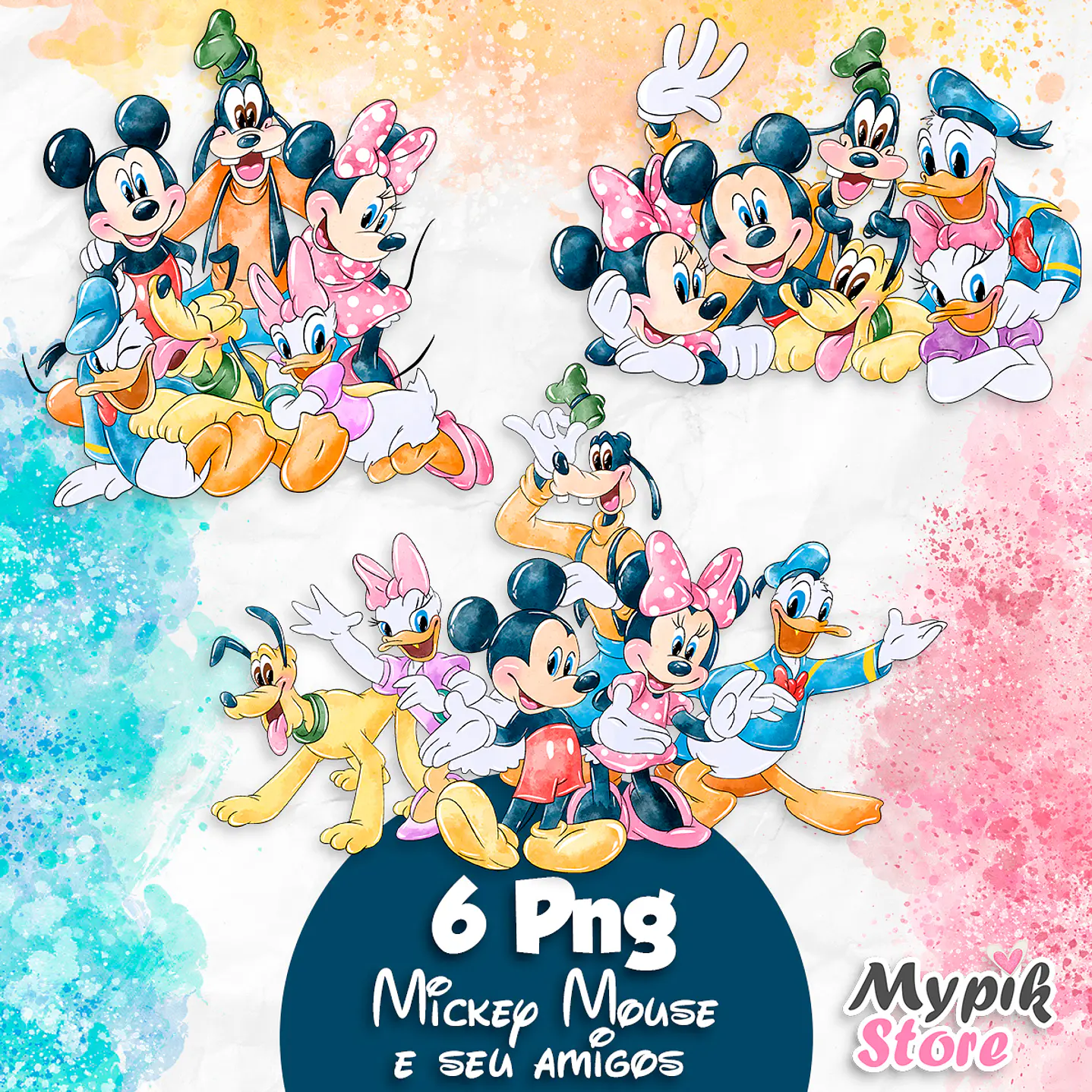 Kit Digital Mickey e seu Amigos Aquarela  1