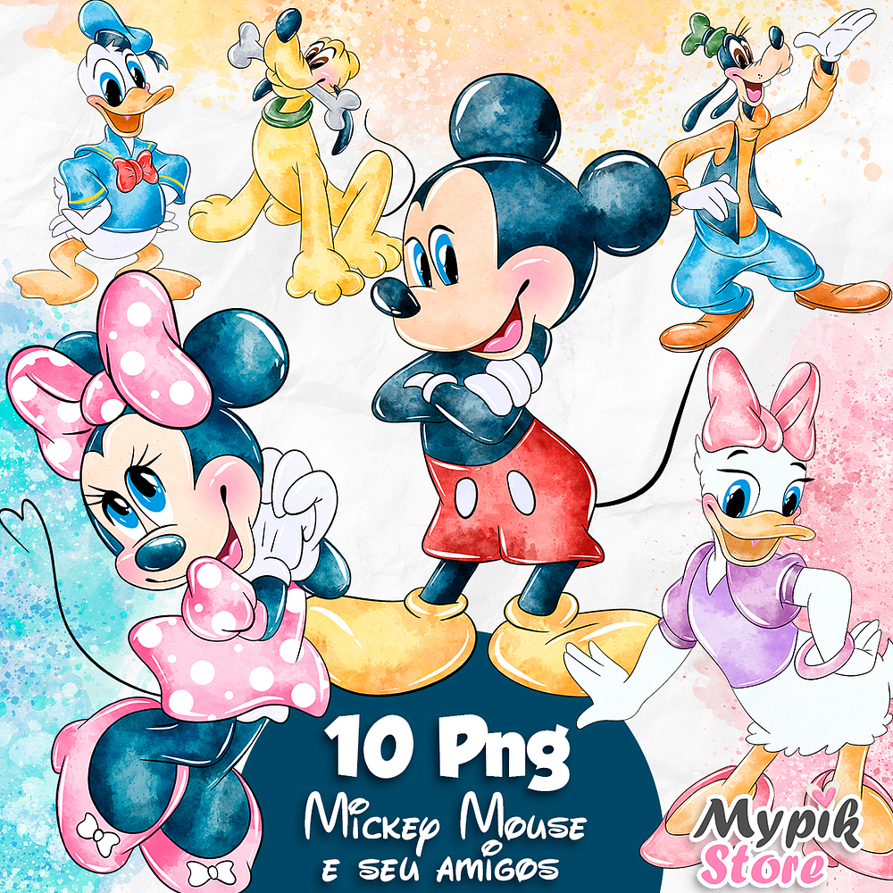 Kit Digital Mickey e seu Amigos Aquarela 2