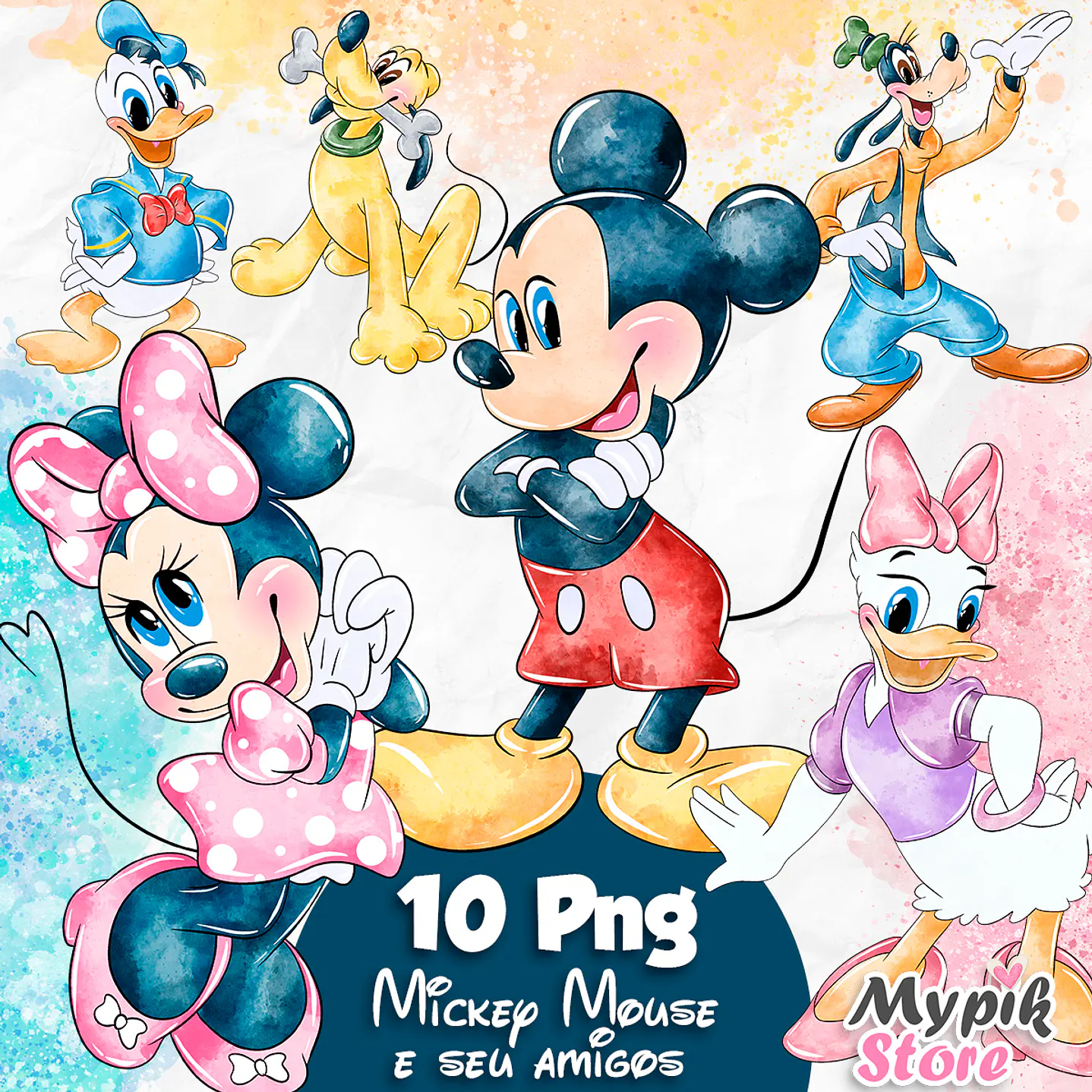 Kit Digital Mickey e seu Amigos Aquarela 2 2