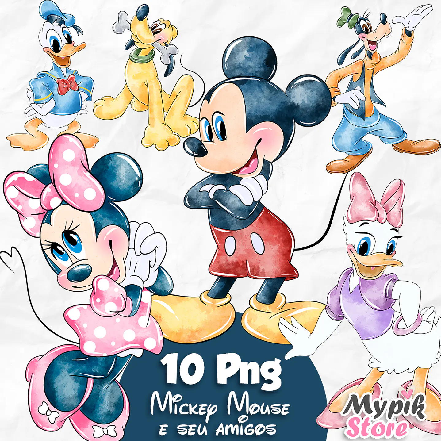 Kit Digital Mickey e seu Amigos Aquarela 2 1