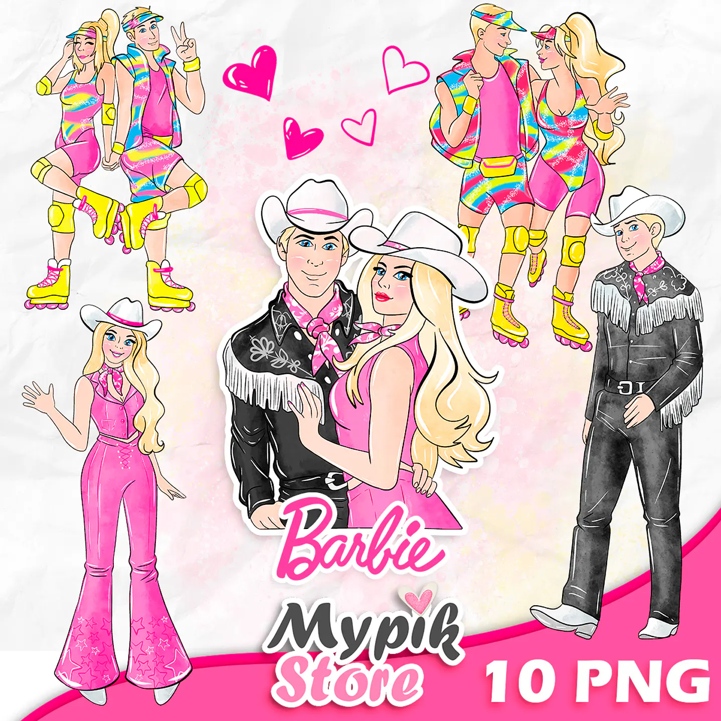 Kit Digital Barbie e Ken Aquarela 1