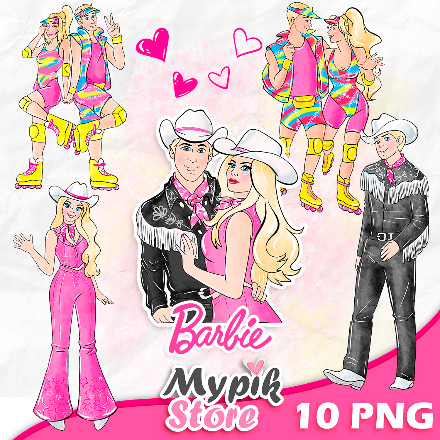 Kit Digital Barbie e Ken Aquarela