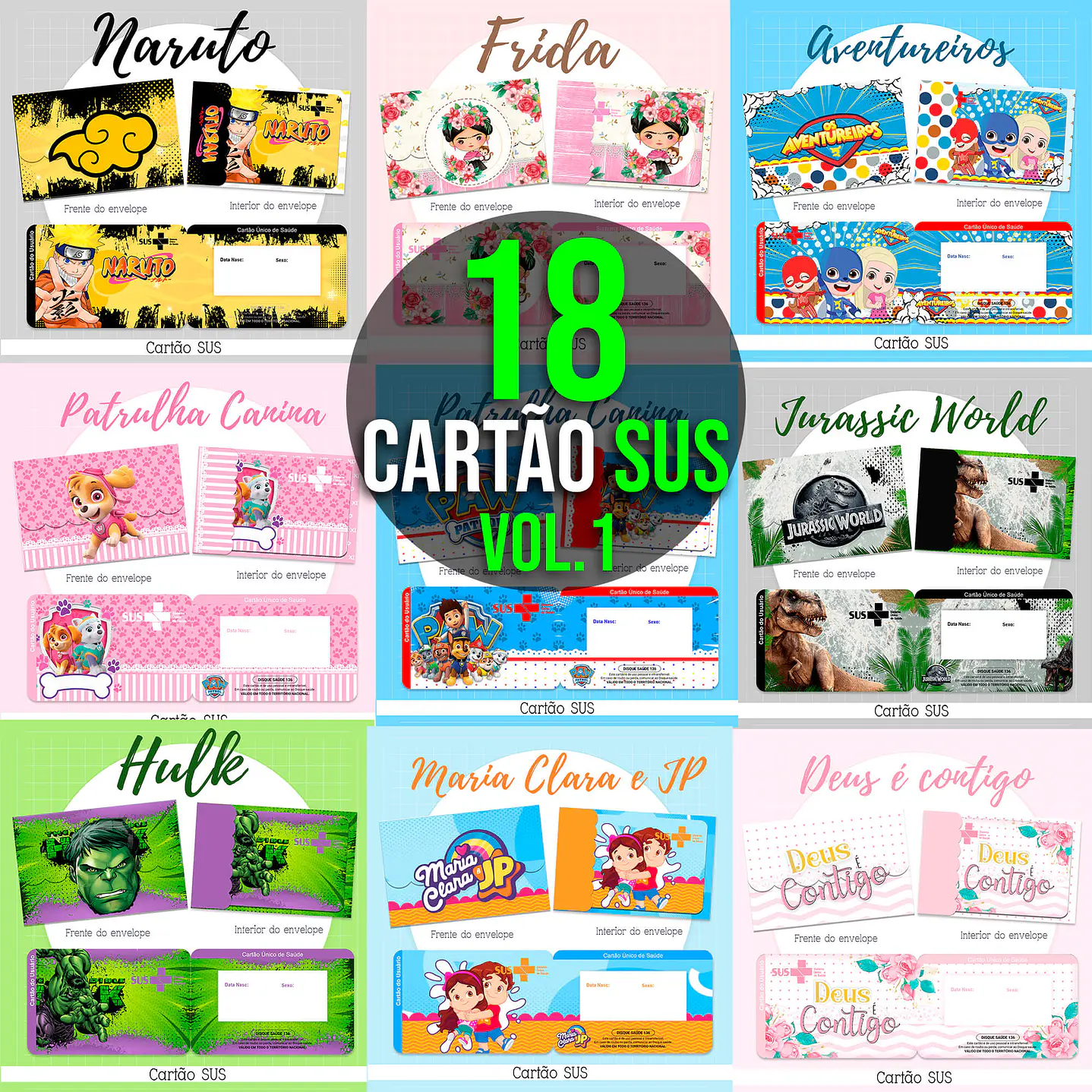 Pack Digital Cartão SUS - 18 Temas 1