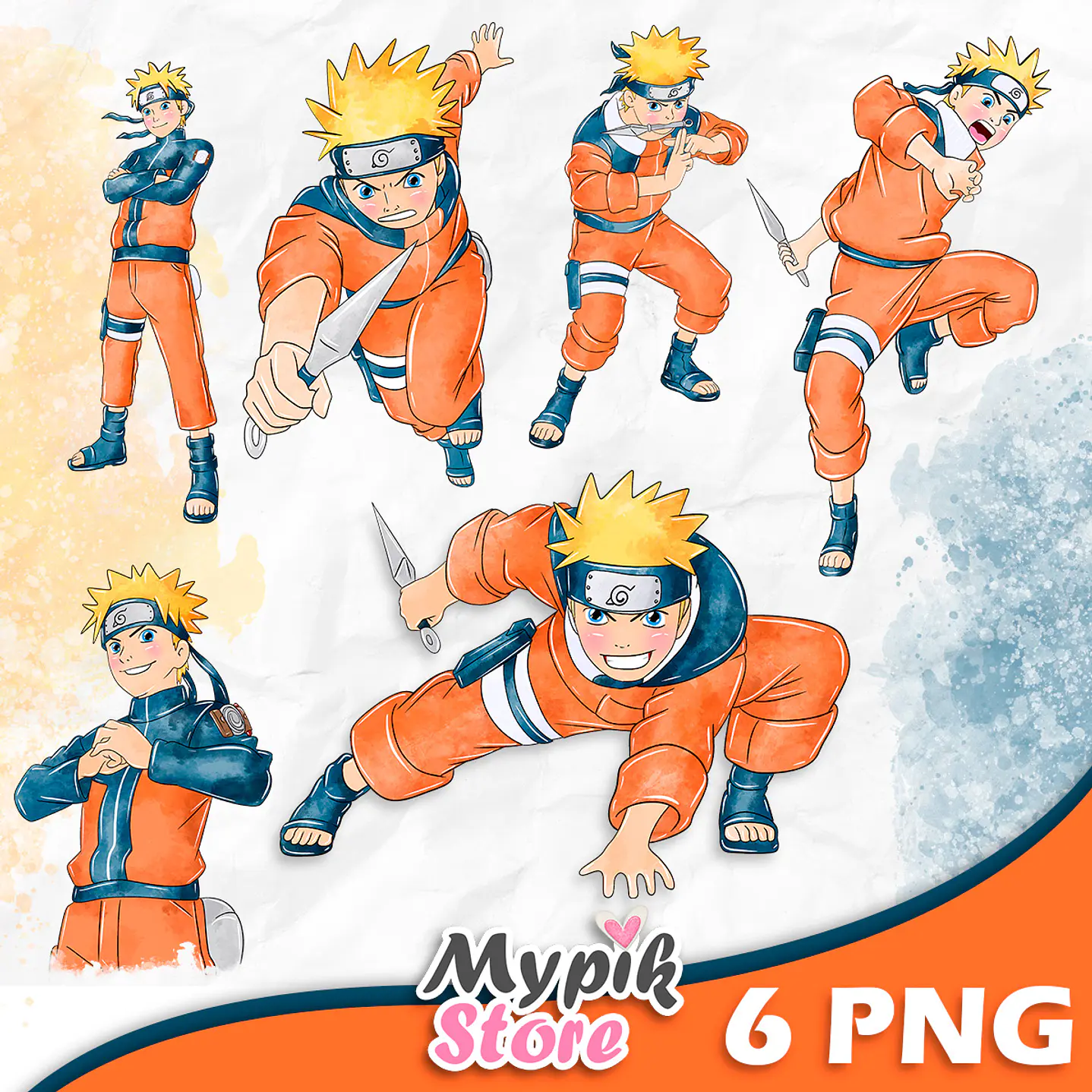 Kit Digital Naruto Aquarela imagens PNG 1