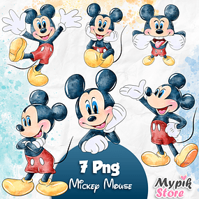Kit Digital Mickey Mouse Aquarela PNG