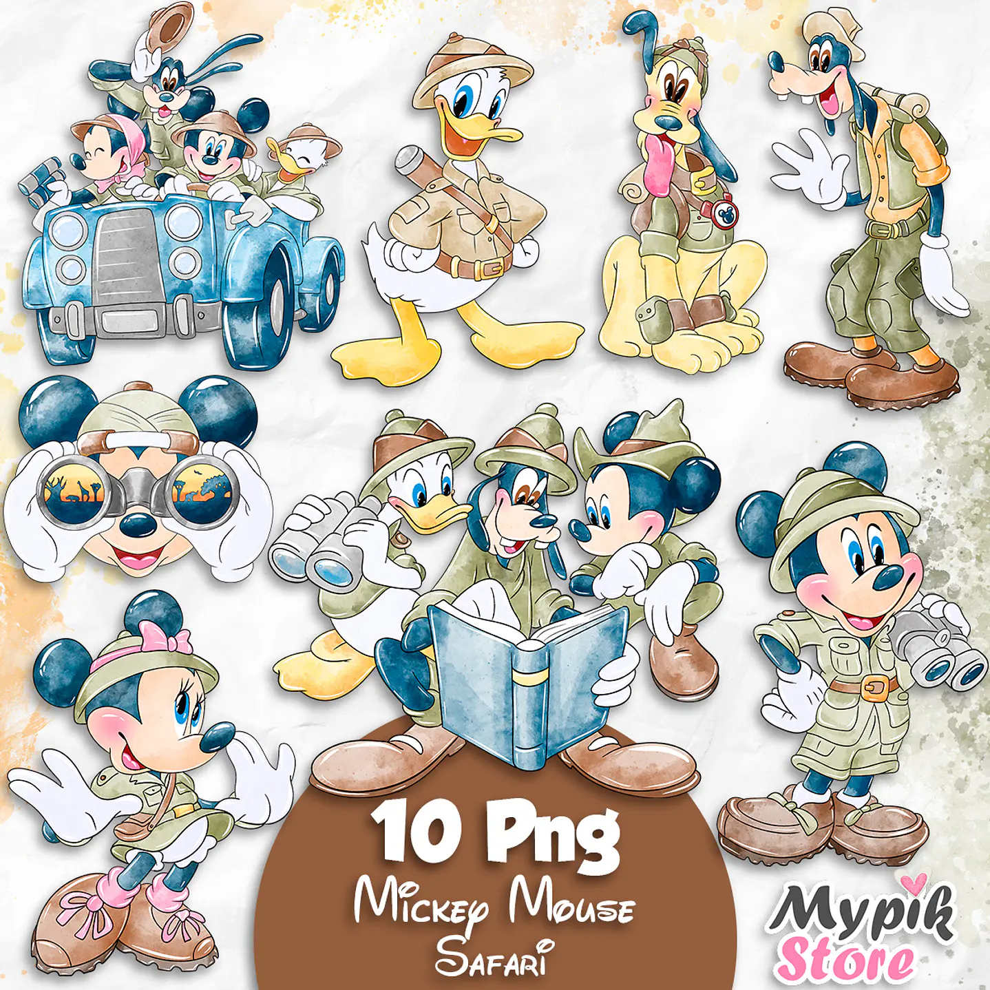 Kit Digital Mickey e seus Amigos Aquarela Safari 1