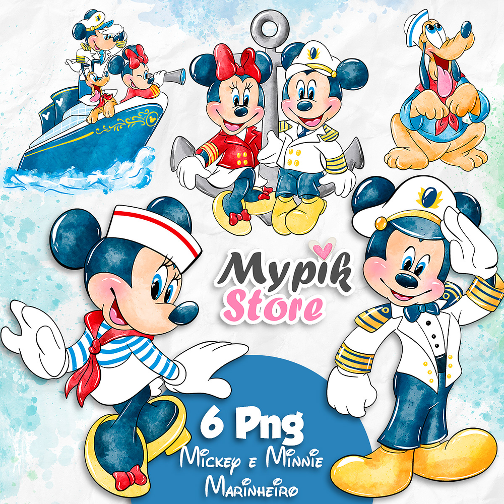 Kit Digital Mickey e Minnie Marinheiro 