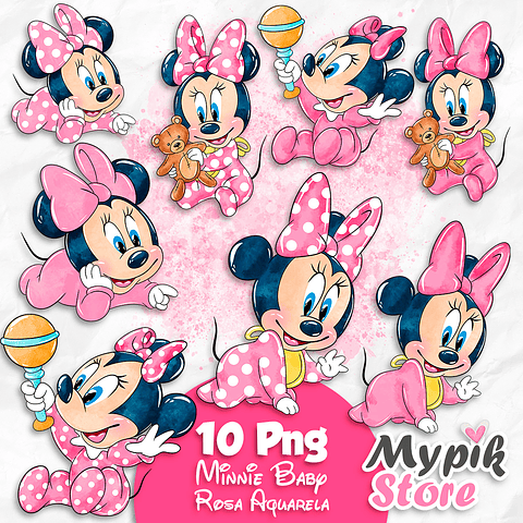 Kit Digital Minnie Baby Rosa Aquarela