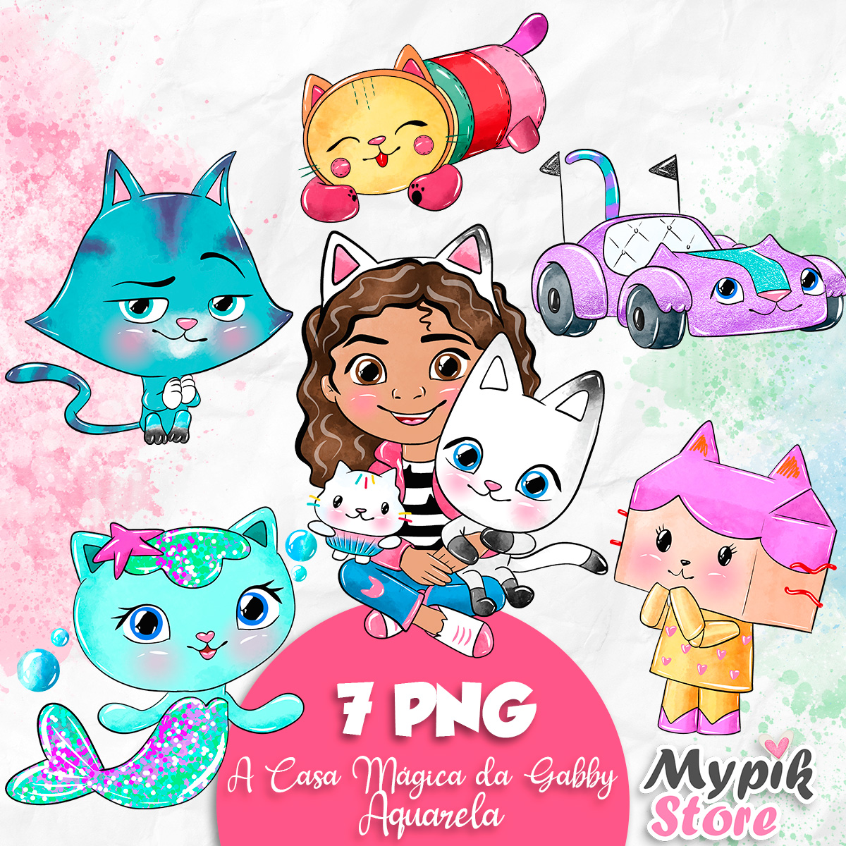 Kit Digital A Casa Mágica da Gabby Aquarela PNG