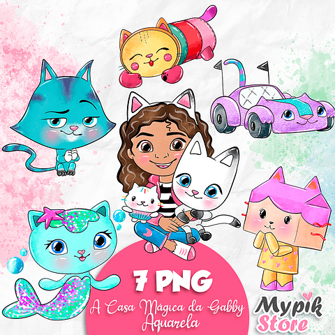 Kit Digital A Casa Mágica da Gabby Aquarela PNG