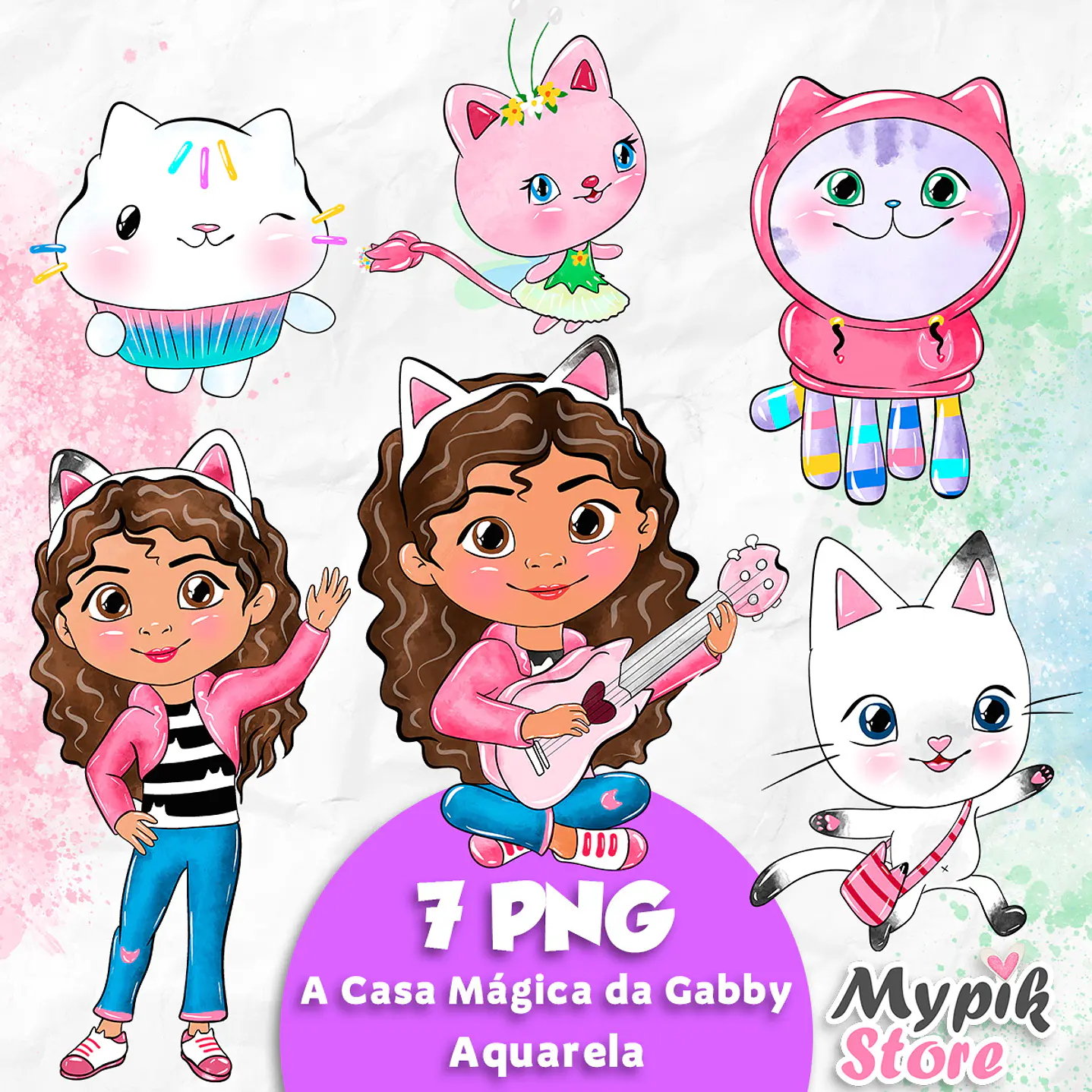Kit Digital A Casa Mágica da Gabby Aquarela 1