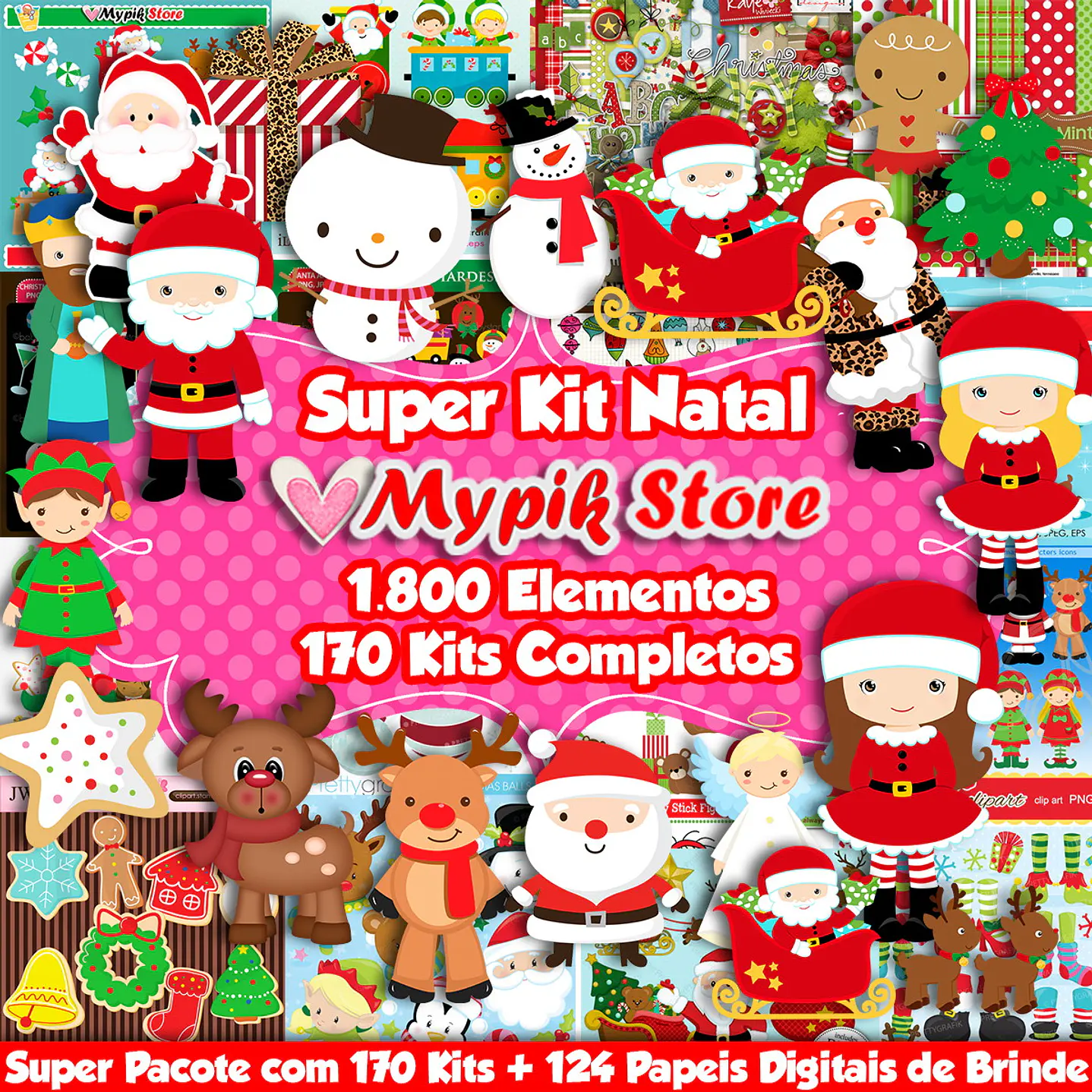 Mega Paquete Navidad con 170 Kits Digitales Imágenes y Papeles Digitales 6