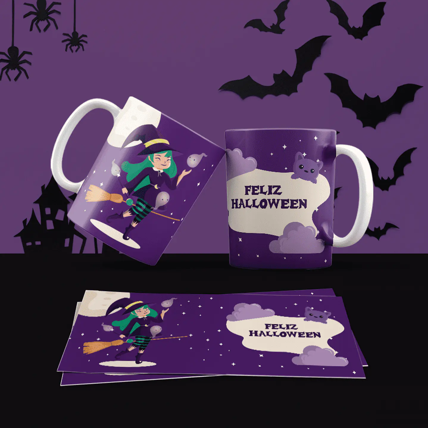 Pack 30 Artes Canecas Halloween  4