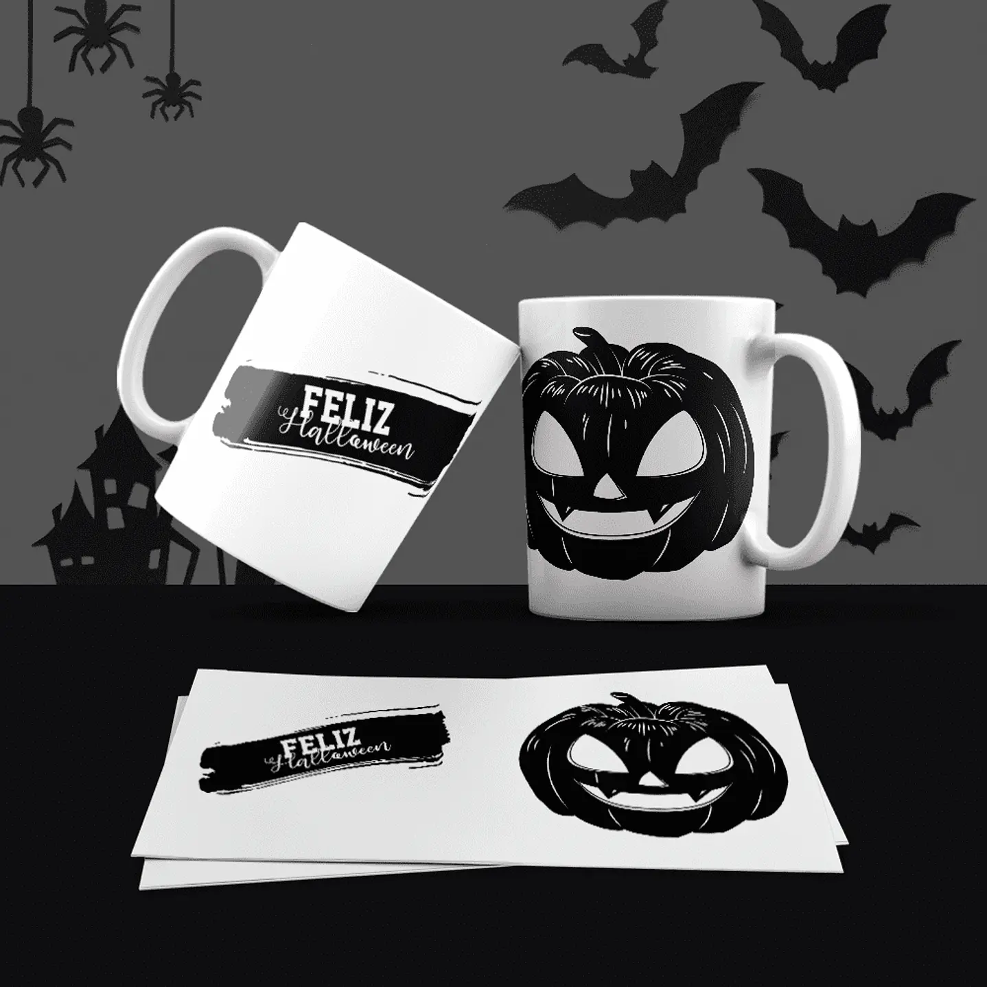 Pack 30 Artes Canecas Halloween  7