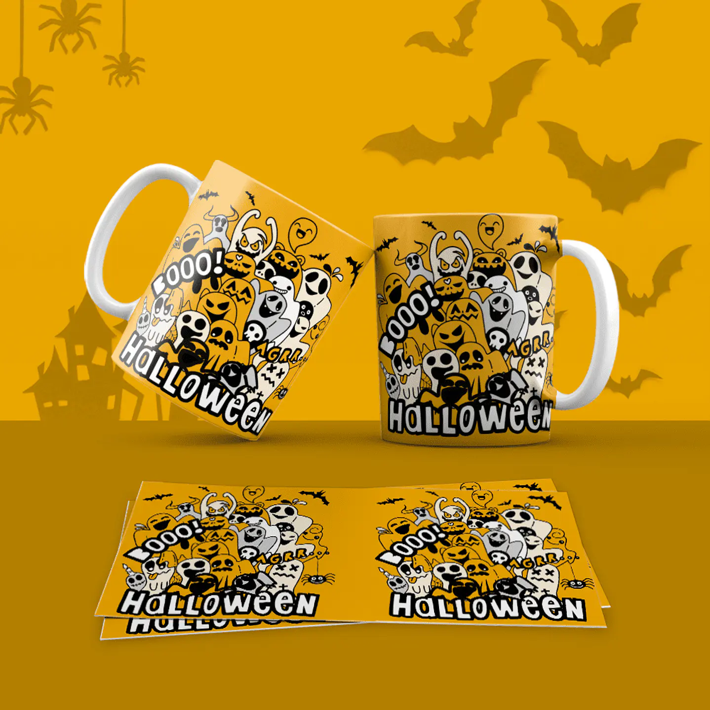 Pack 30 Artes Canecas Halloween  18