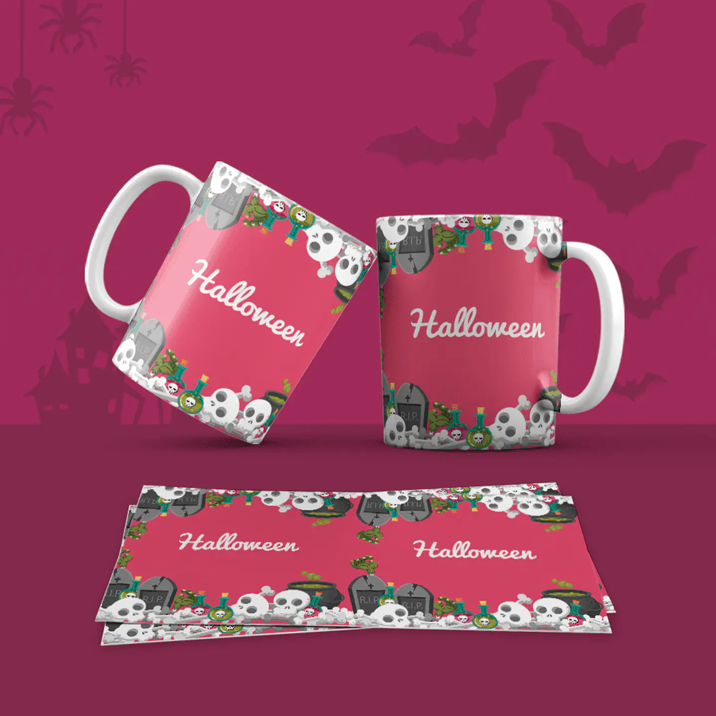 Pack 30 Artes Canecas Halloween  24
