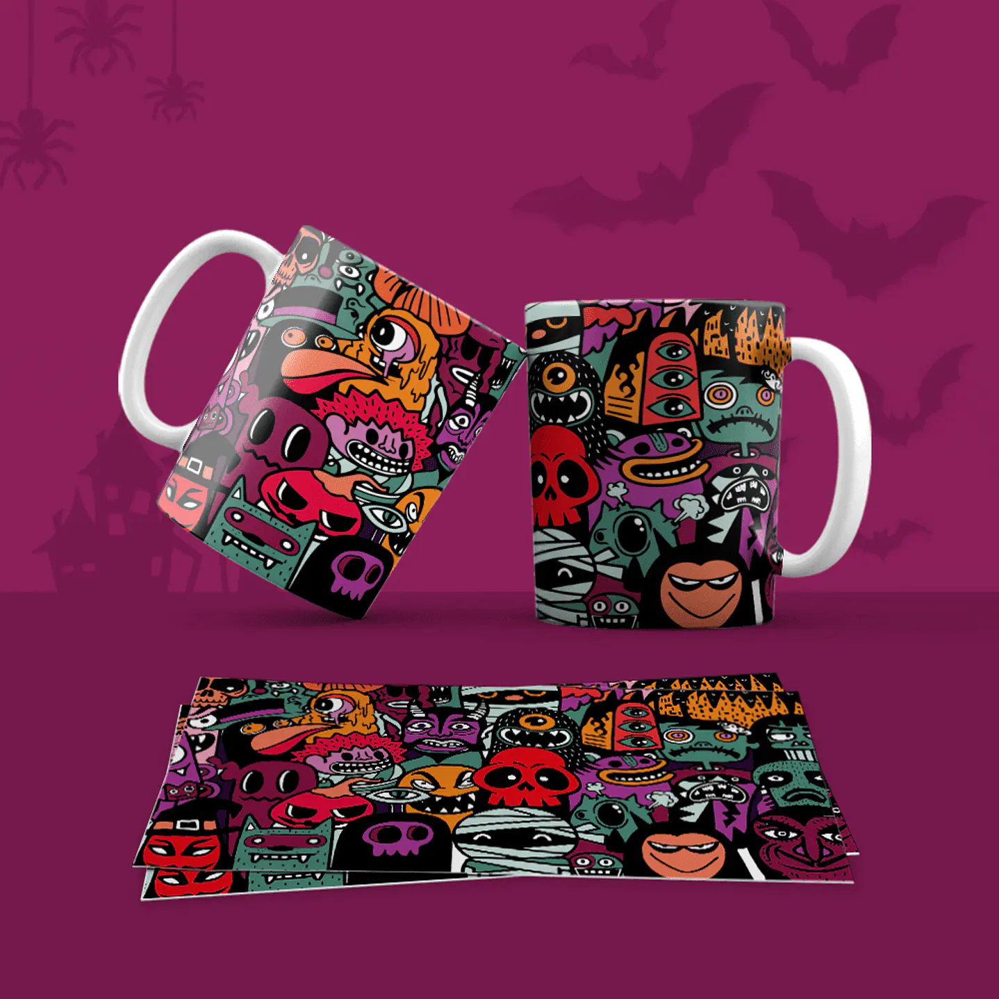 Pack 30 Artes Canecas Halloween  29