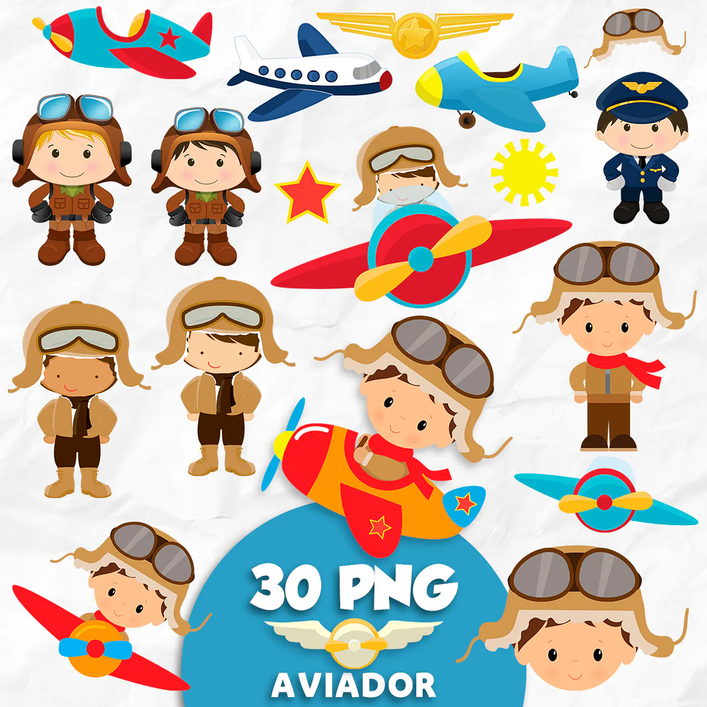 Kit Digital Aviador Menino PNG 1