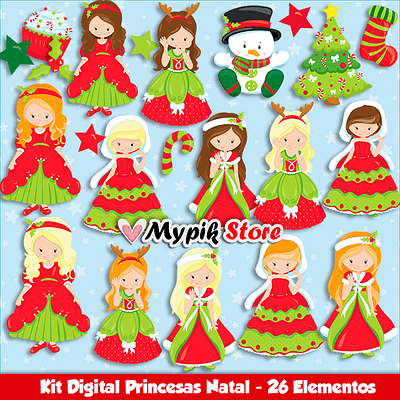 Kit Digital Princesas Natal