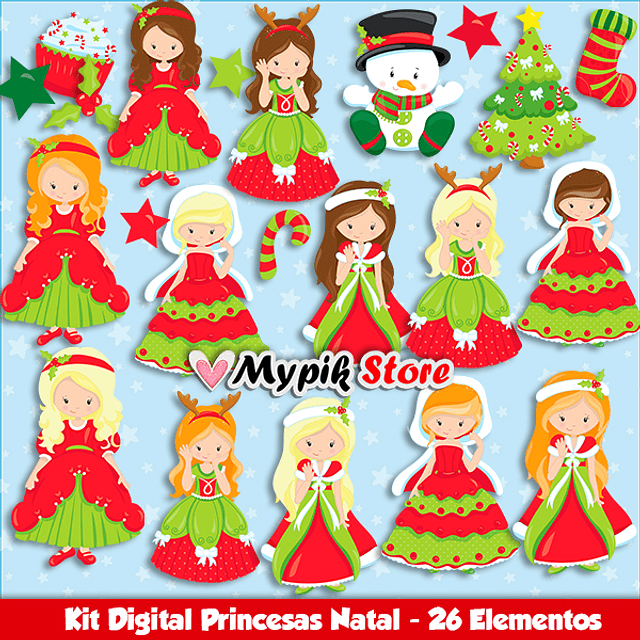 Kit Digital Princesas Natal