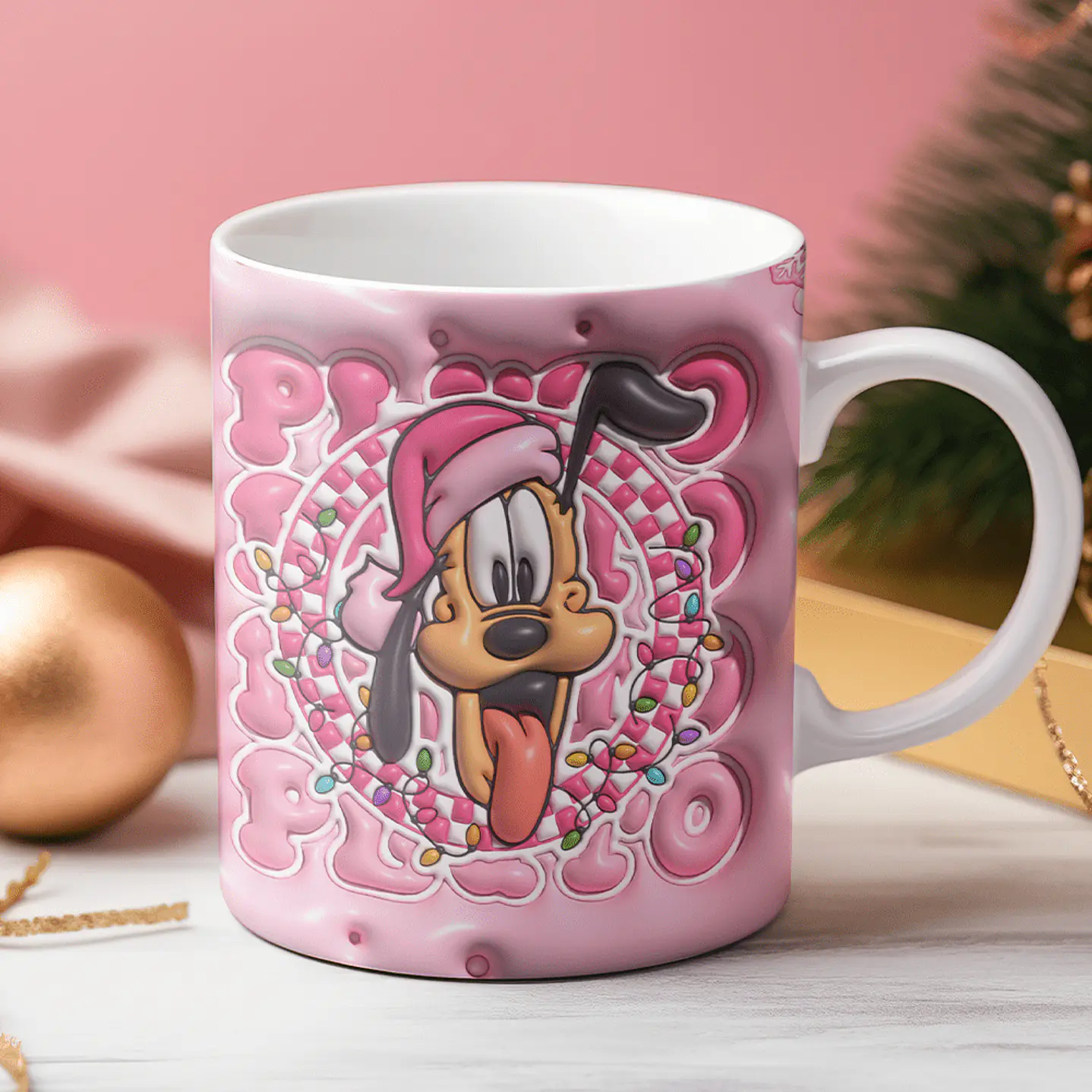 12 Artes Canecas 3D Turma do Mickey Natal Rosa 3