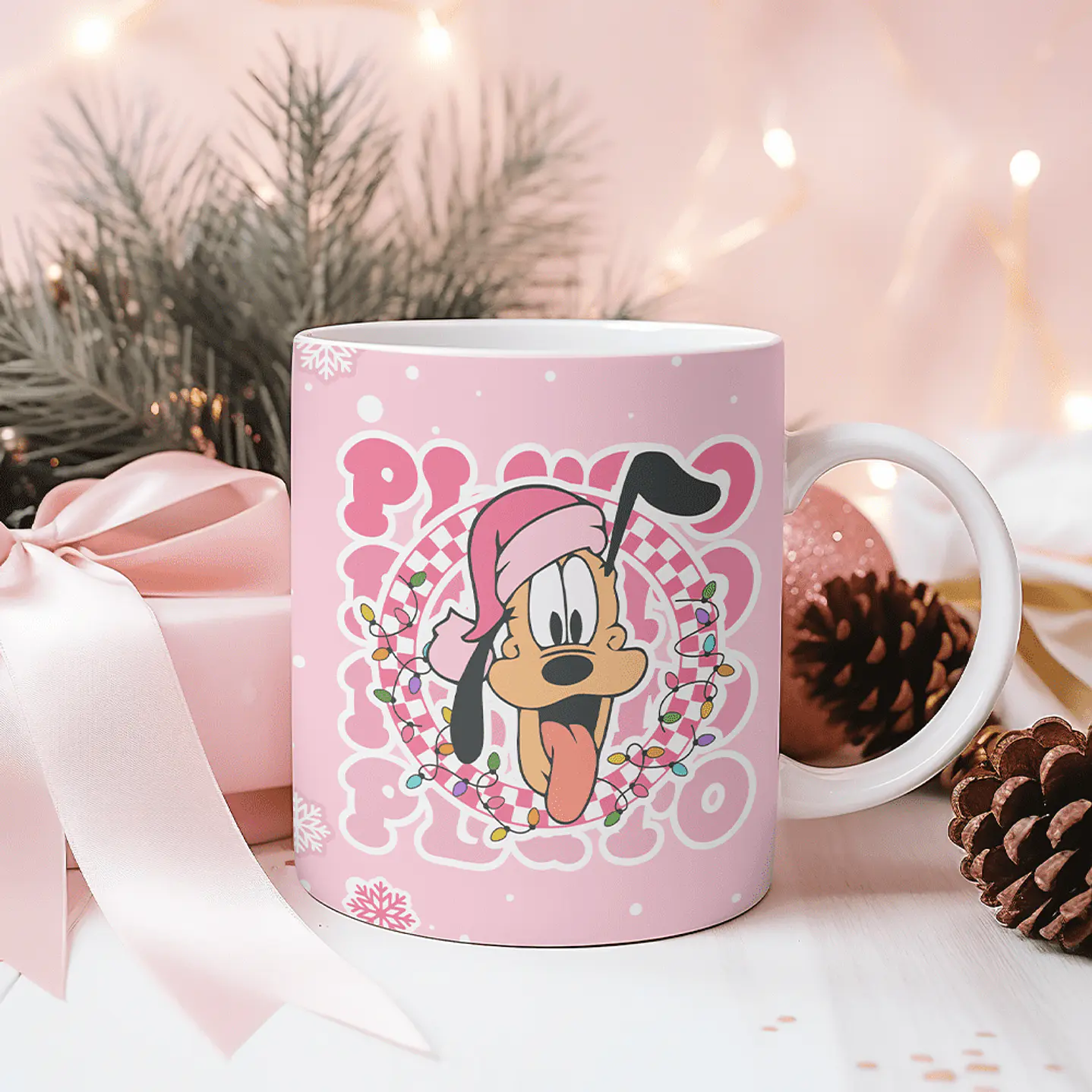 12 Artes Canecas 3D Turma do Mickey Natal Rosa 4