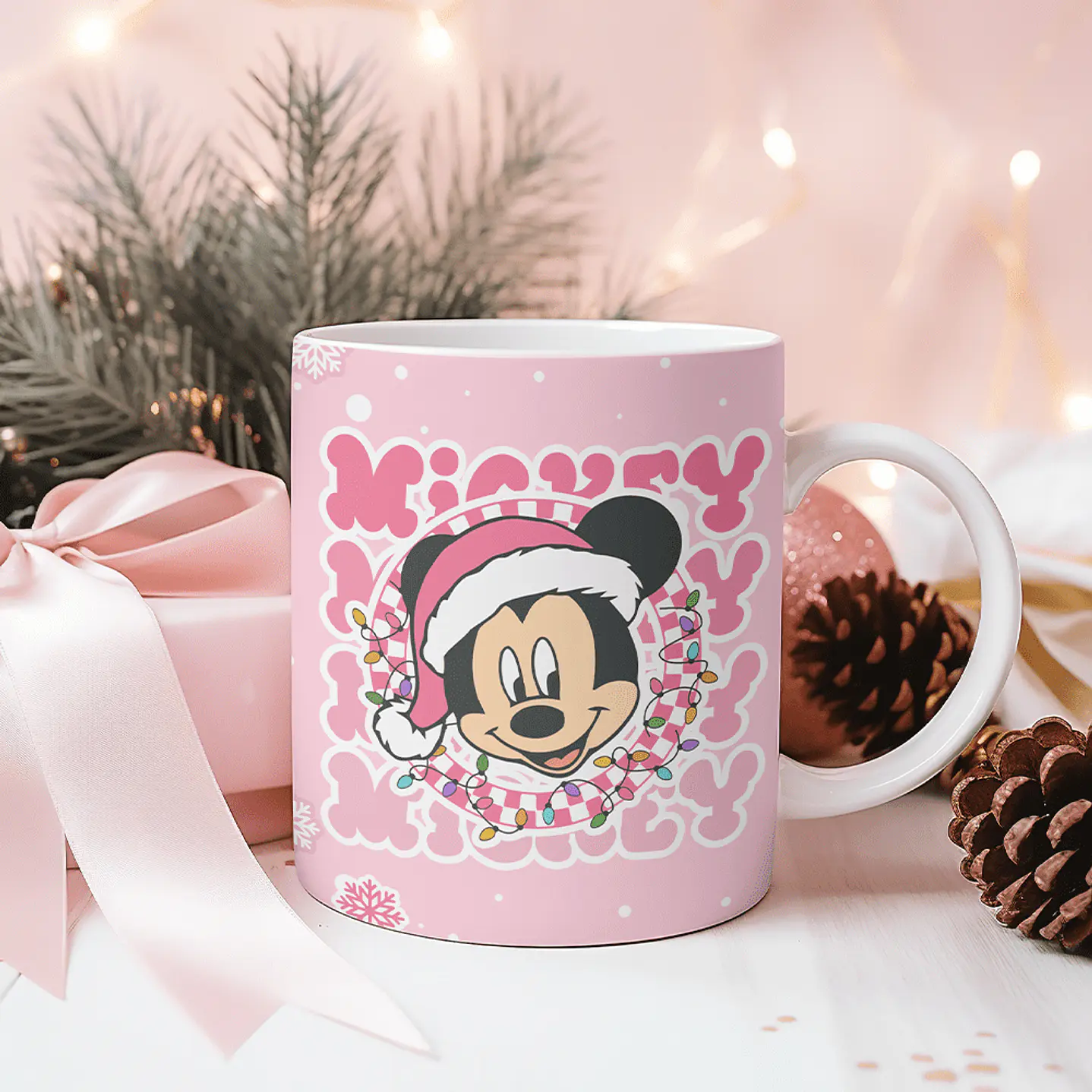 12 Artes Canecas 3D Turma do Mickey Natal Rosa 8