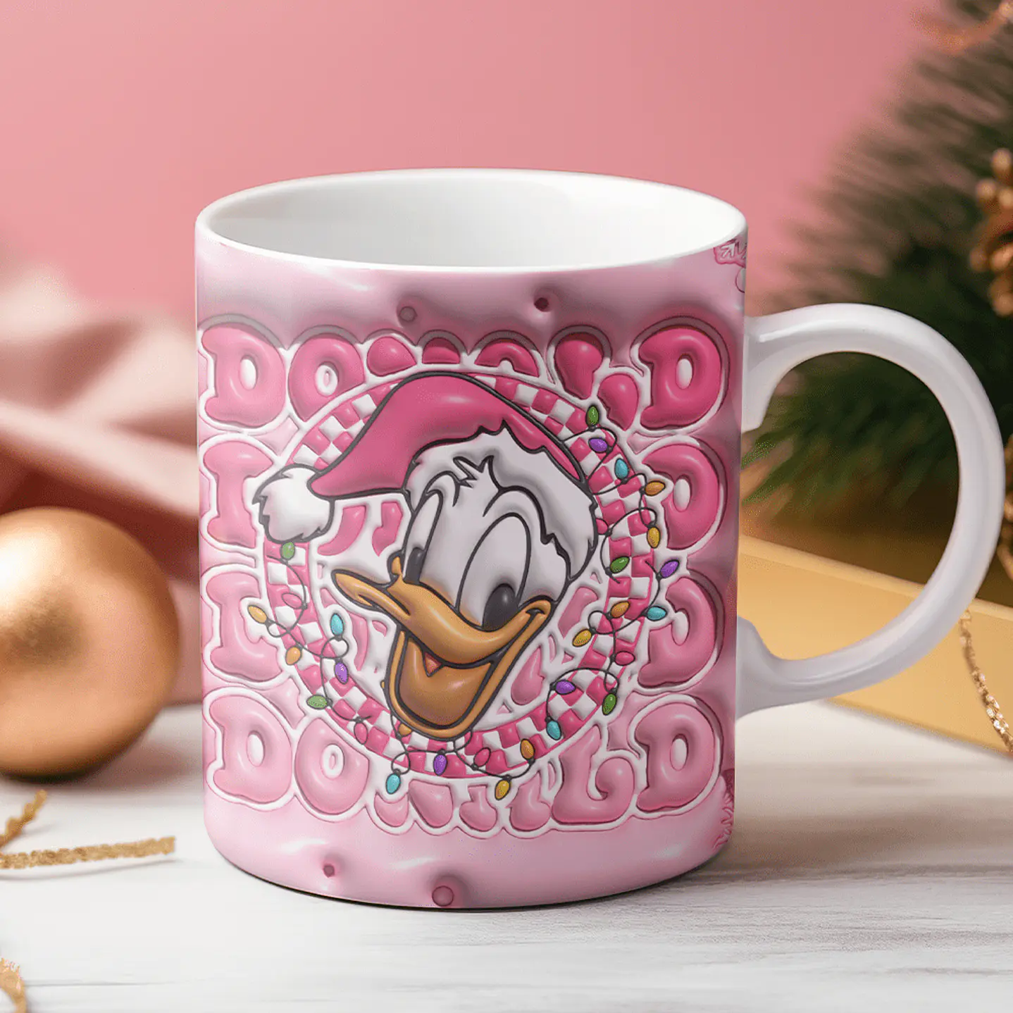 12 Artes Canecas 3D Turma do Mickey Natal Rosa 10