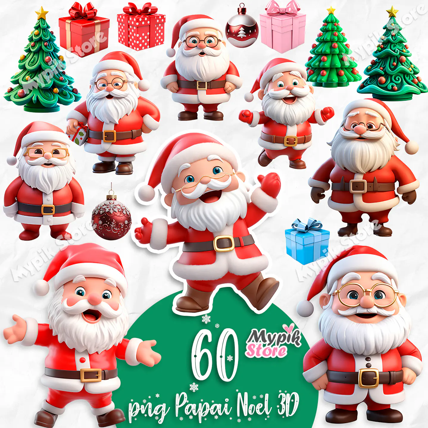Kit Digital Natal Papai Noel 3D 1