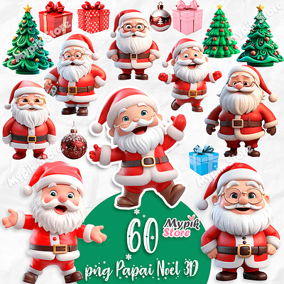 Kit Digital Natal Papai Noel 3D