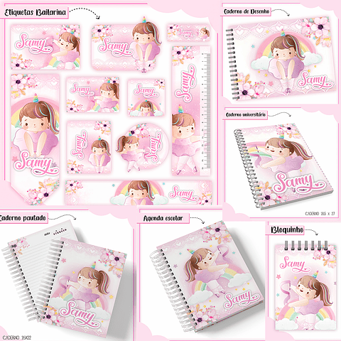 Pack Encadernação escolar Bailarina Unicórnio