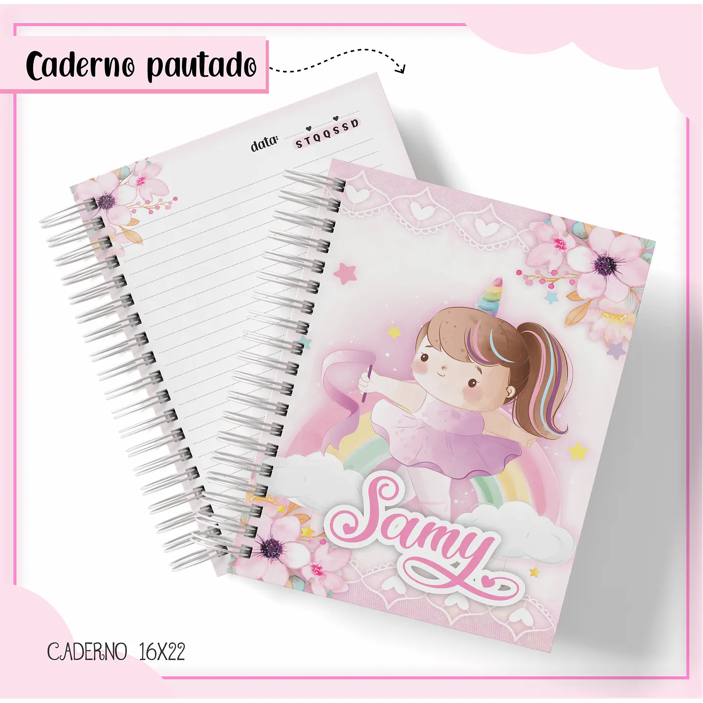 Pack Encadernação escolar Bailarina Unicórnio 3