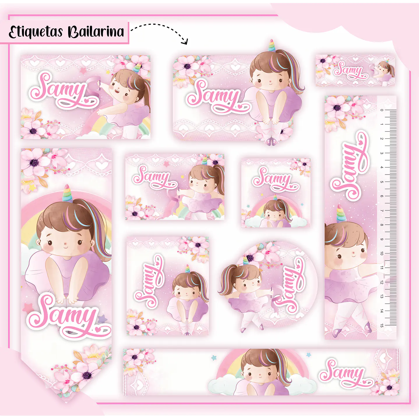 Pack Encadernação escolar Bailarina Unicórnio 8
