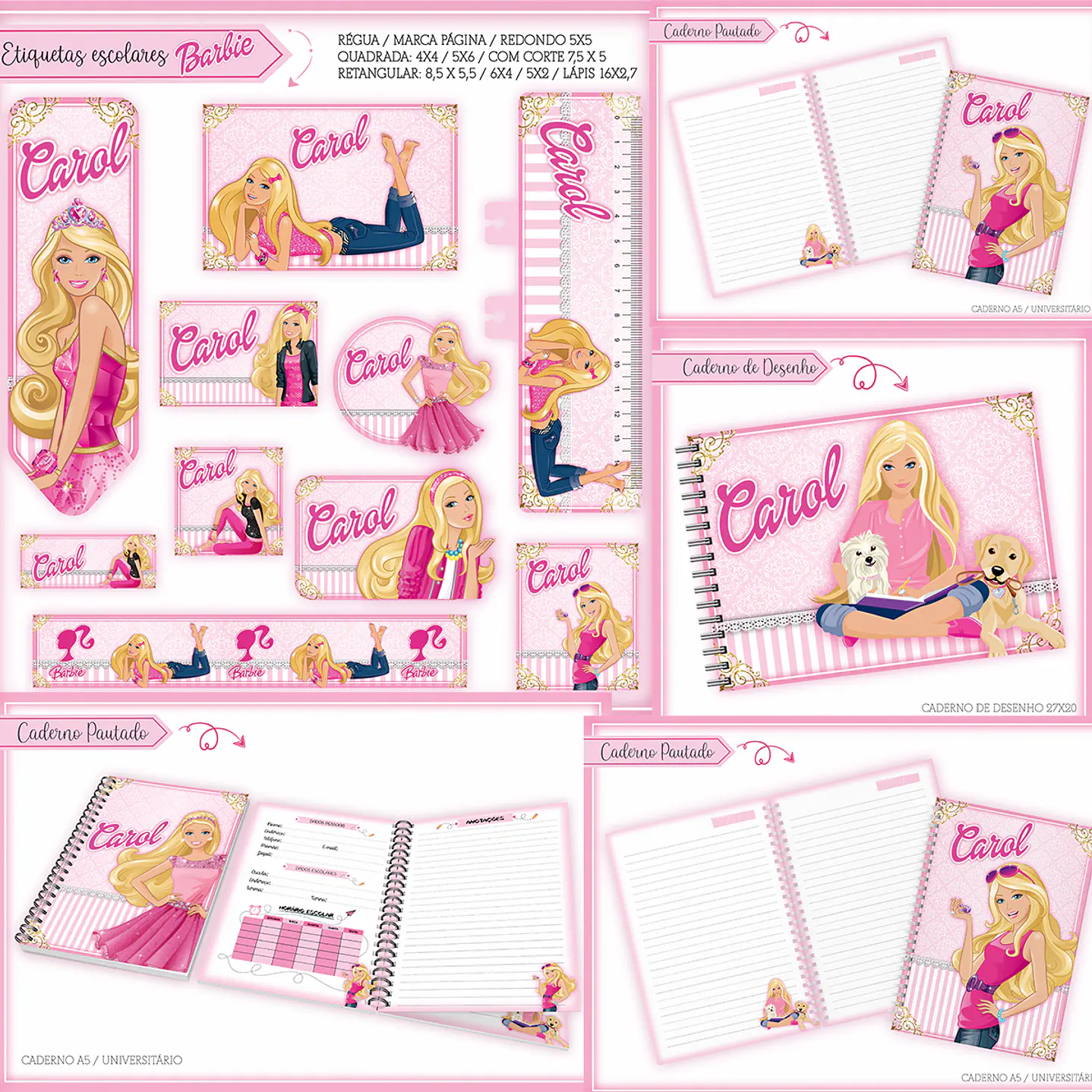 Kit Digital Encadernação Barbie Completo 1