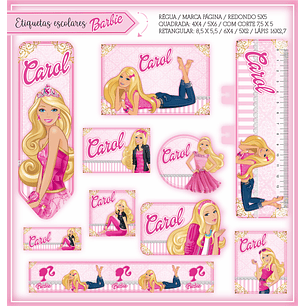 Arquivo de Corte Etiqueta Escolar Barbie