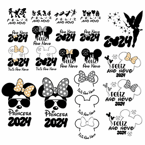 21 Artes PNG Camisetas Ano novo 2024 Mickey