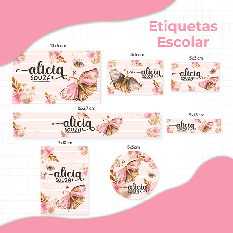 Arquivo de Corte Etiqueta Escolar Borboletas