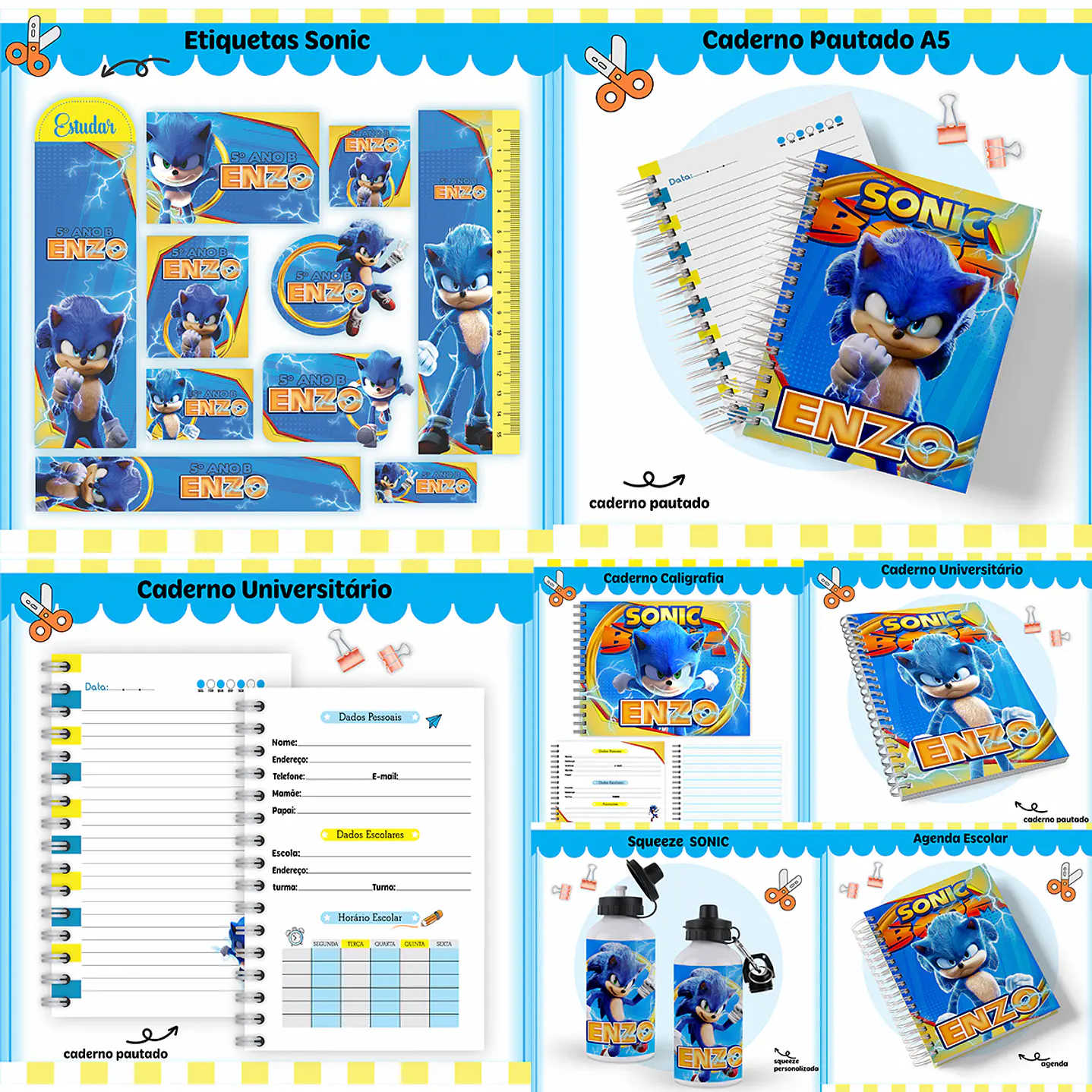 Kit Digital Encadernação Sonic Completo 1