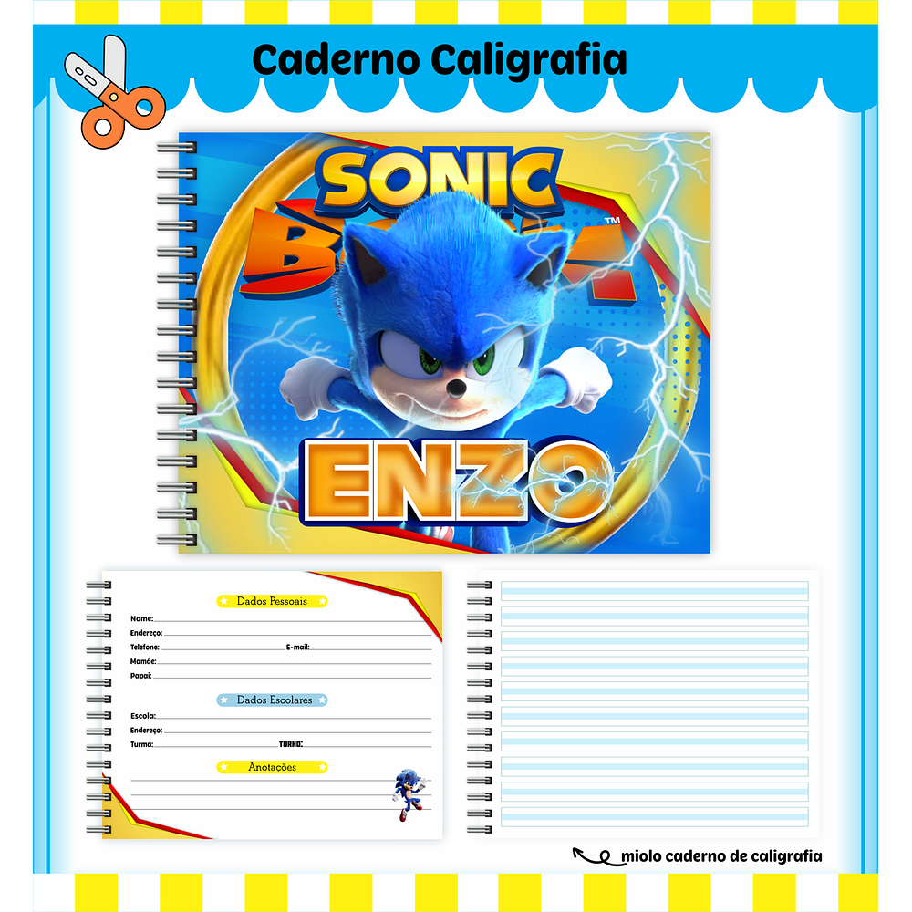 Kit Digital Encadernação Sonic Completo