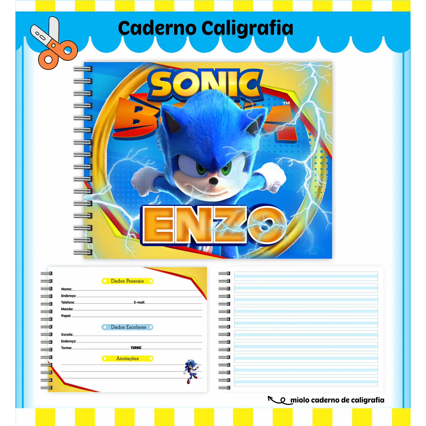 Kit Digital Encadernação Sonic Completo 9