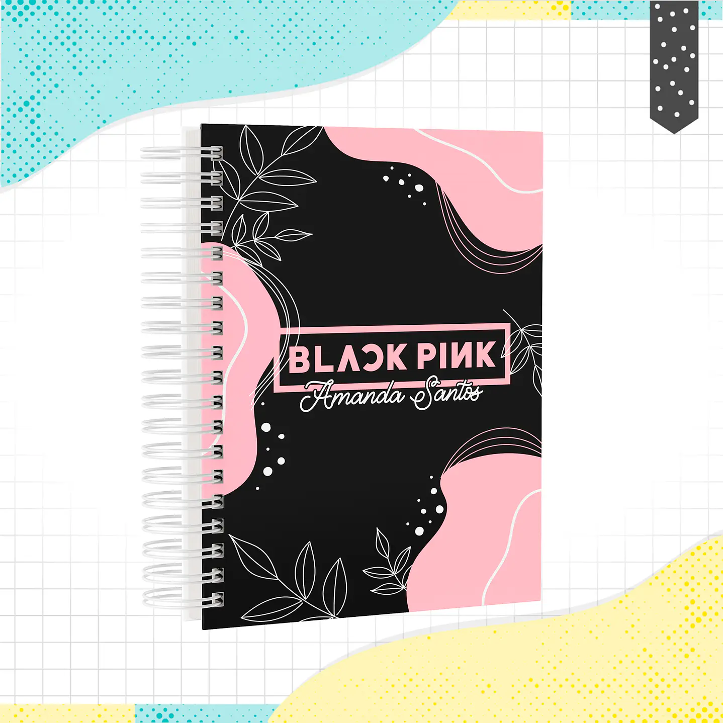 Kit Digital Volta ás Aulas Black Pink - Encadernação e Etiquetas 5