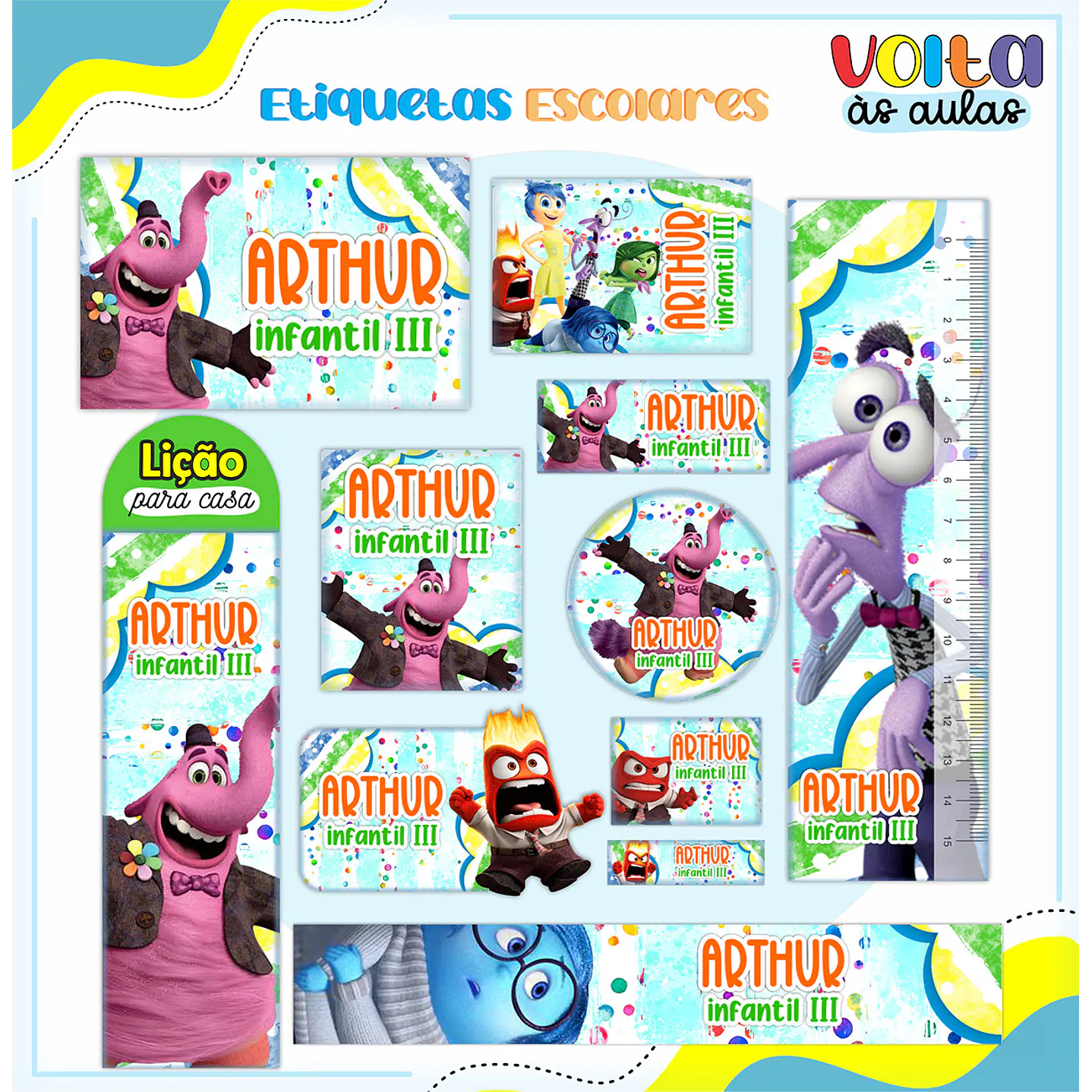 Kit Digital Encadernação Divertida Mente - Volta às Aulas  2