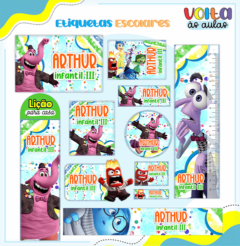 Kit Digital Encadernação Divertida Mente - Volta às Aulas 