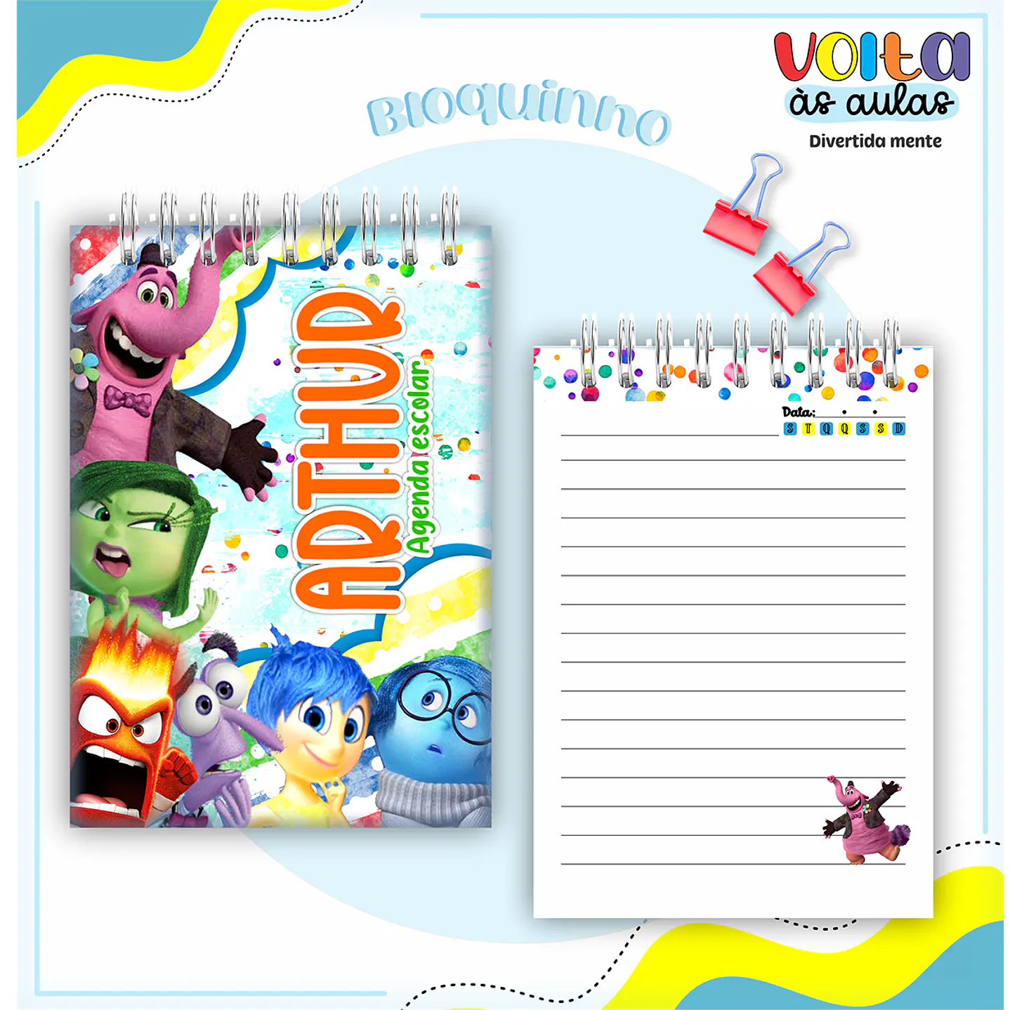 Kit Digital Encadernação Divertida Mente - Volta às Aulas  5