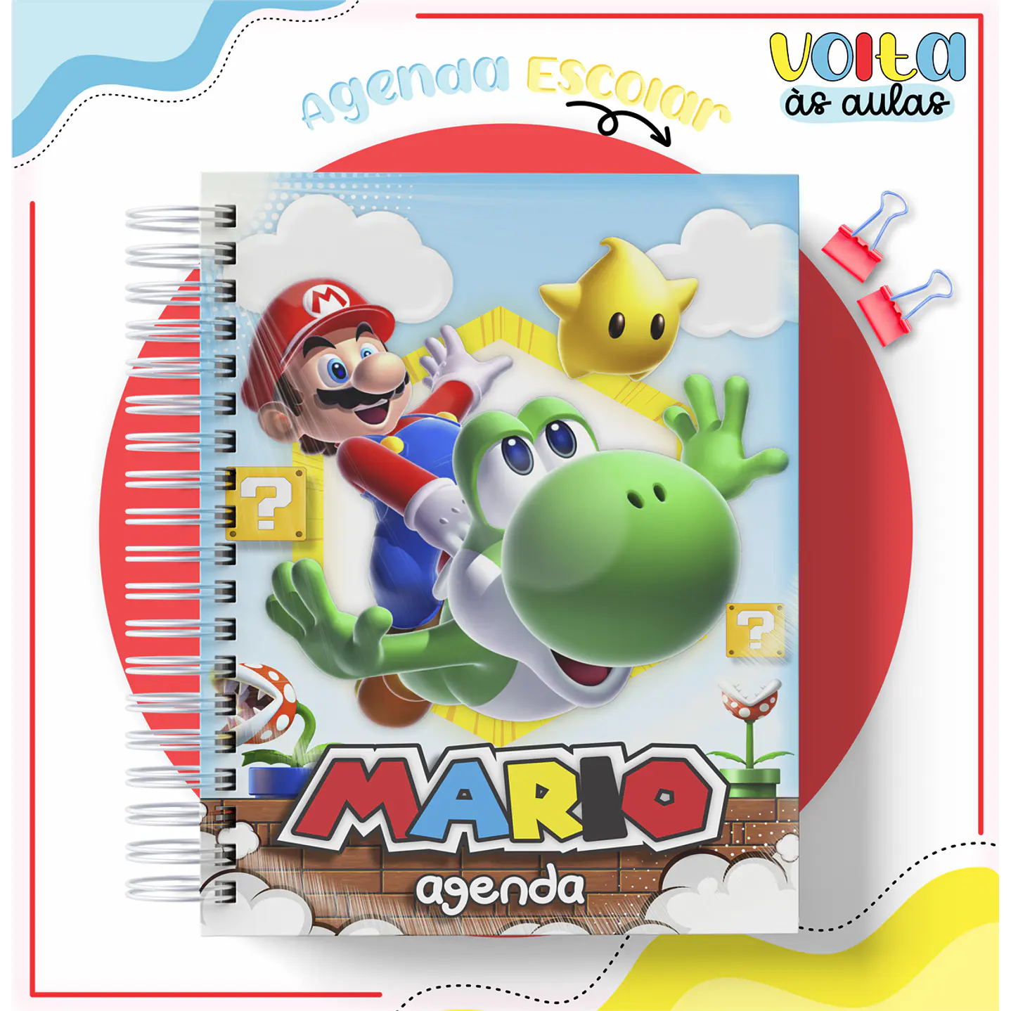 Kit Digital Encadernação Super Mario - Volta às Aulas 7