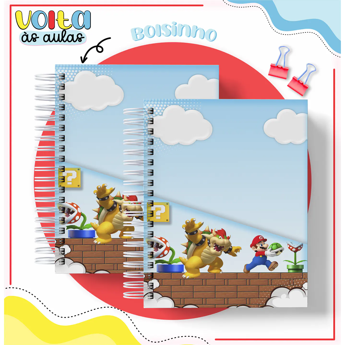 Kit Digital Encadernação Super Mario - Volta às Aulas 9