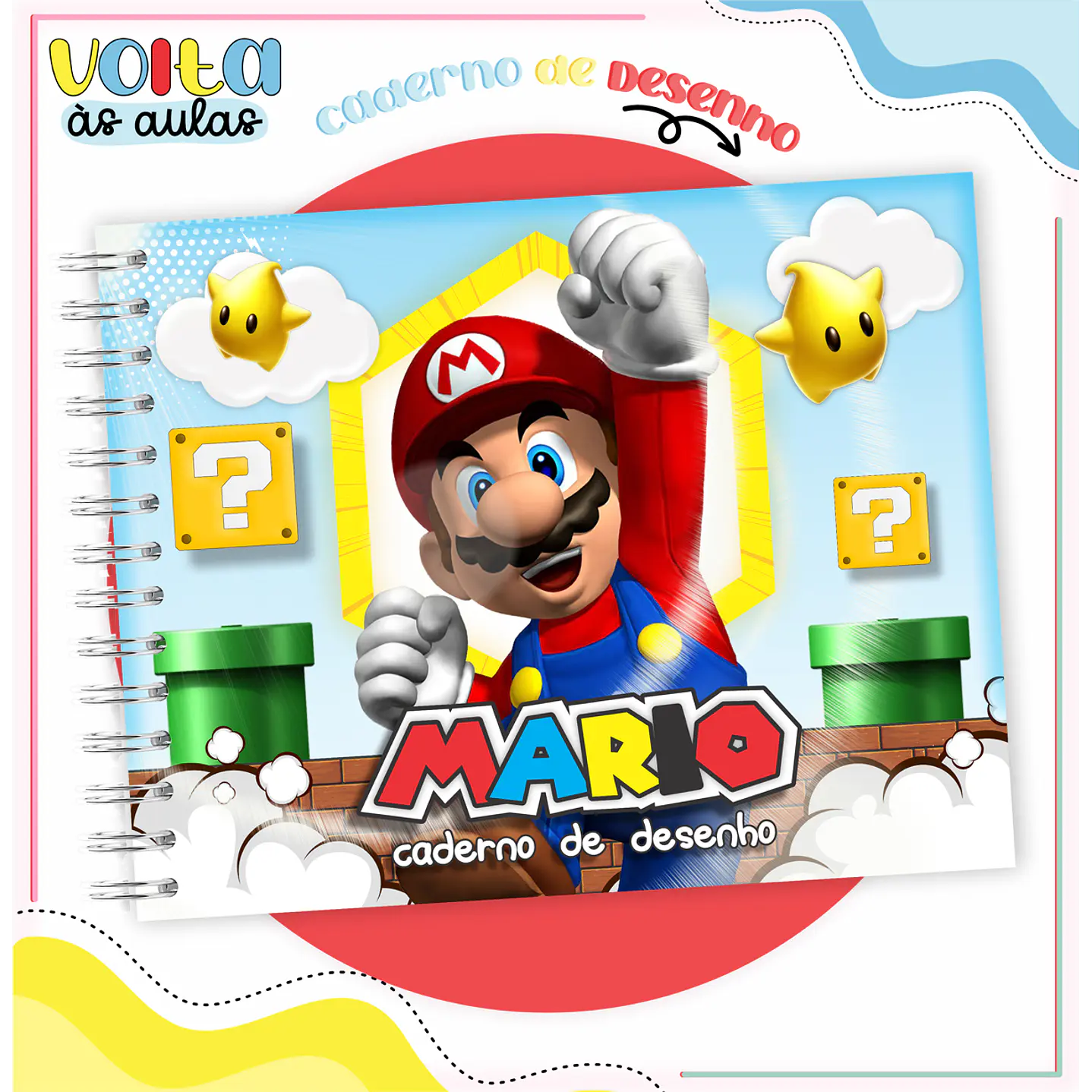 Kit Digital Encadernação Super Mario - Volta às Aulas 10
