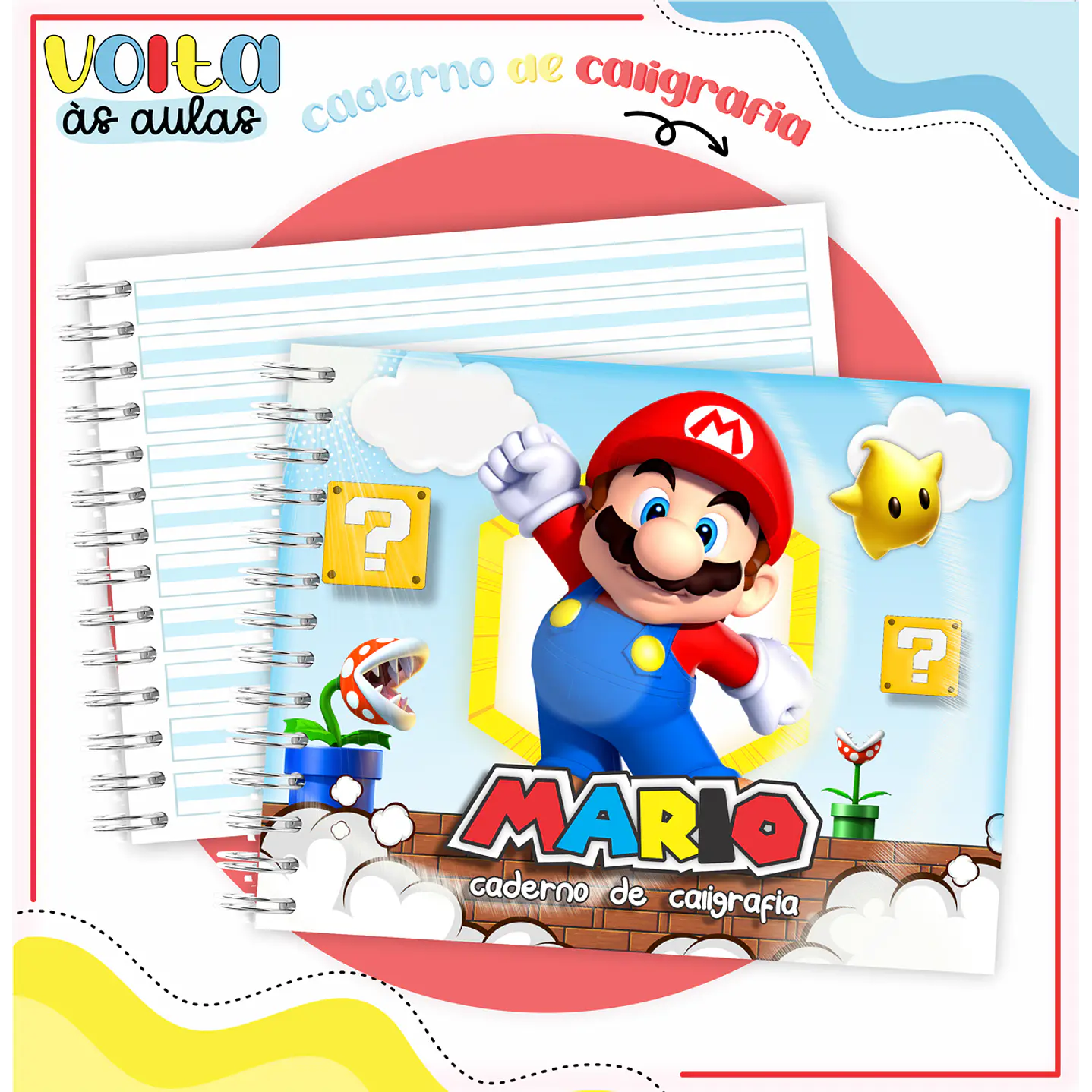 Kit Digital Encadernação Super Mario - Volta às Aulas 11